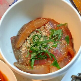 【男の料理】カンパチの漬け丼